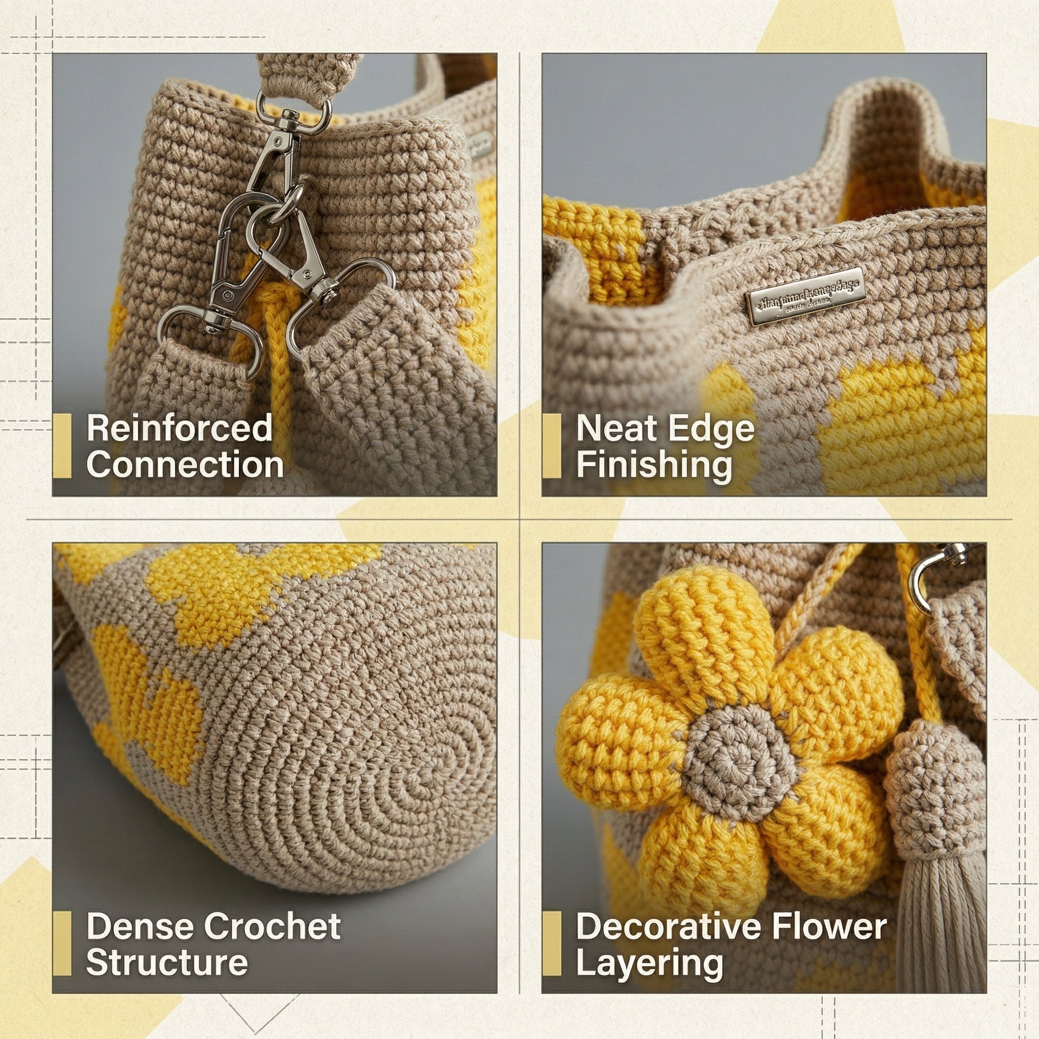 Bolso Tote de Flores de Crochet Hecho a Mano 🌼✨