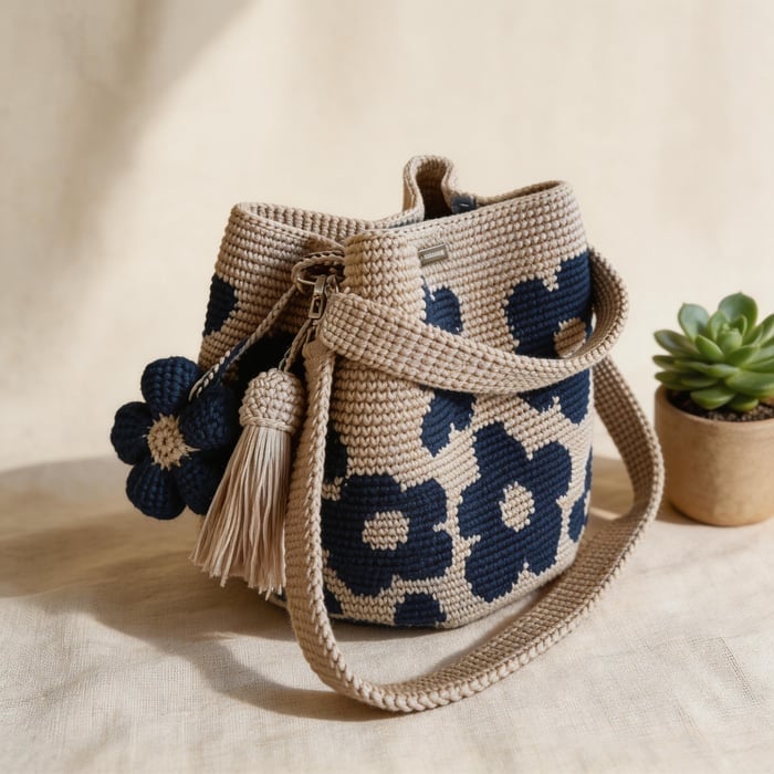 Bolso Tote de Flores de Crochet Hecho a Mano 🌼✨