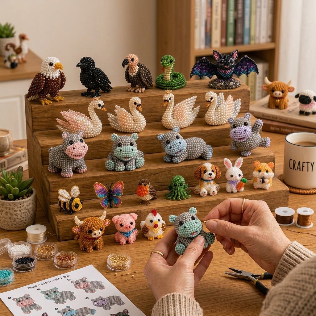 🧵✨ Kit de Bricolaje (DIY) de Animales de Cuentas en 3D Miniatura
