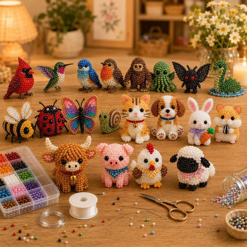 🧵✨ Kit de Bricolaje (DIY) de Animales de Cuentas en 3D Miniatura