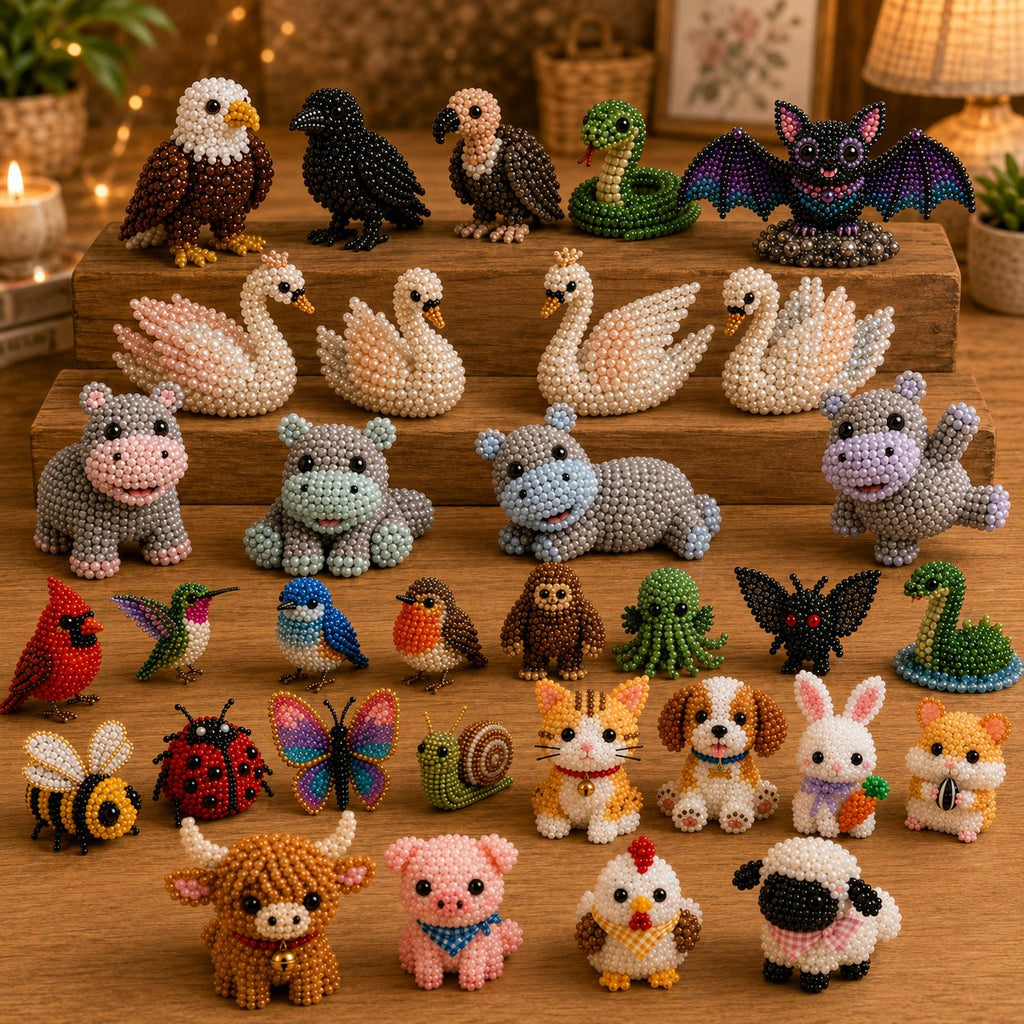 🧵✨ Kit de Bricolaje (DIY) de Animales de Cuentas en 3D Miniatura