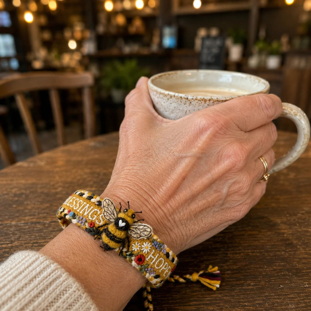 🌼Bendiciones y Esperanza 🐝Pulsera Tejida a Mano de Abeja de Miel - Edición Limitada 2026