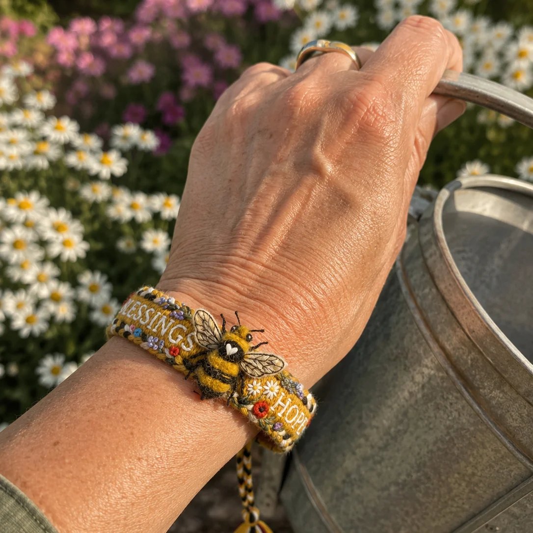🌼Bendiciones y Esperanza 🐝Pulsera Tejida a Mano de Abeja de Miel - Edición Limitada 2026