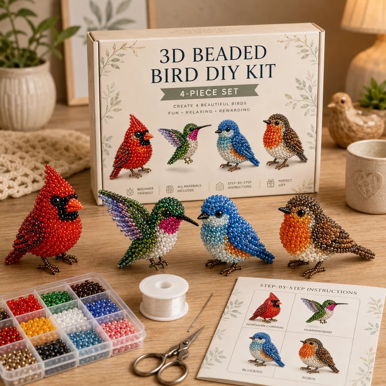 🧵✨ Kit de Bricolaje (DIY) de Animales de Cuentas en 3D Miniatura