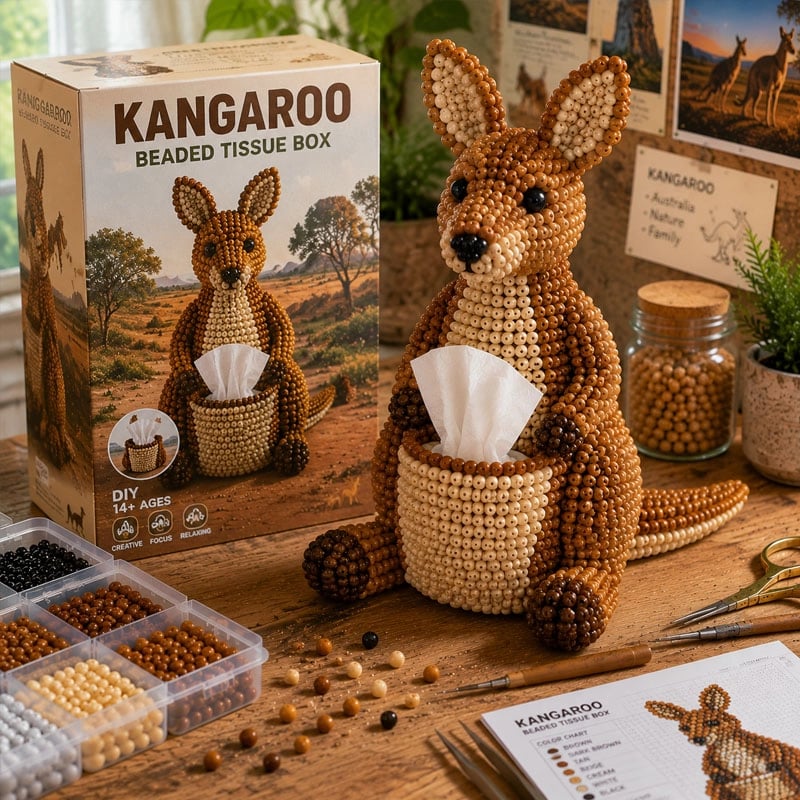 🔥¡Último día! 50% DE DESCUENTO 🦘 Kit de DIY de Caja de Pañuelos de Animales con Cuentas