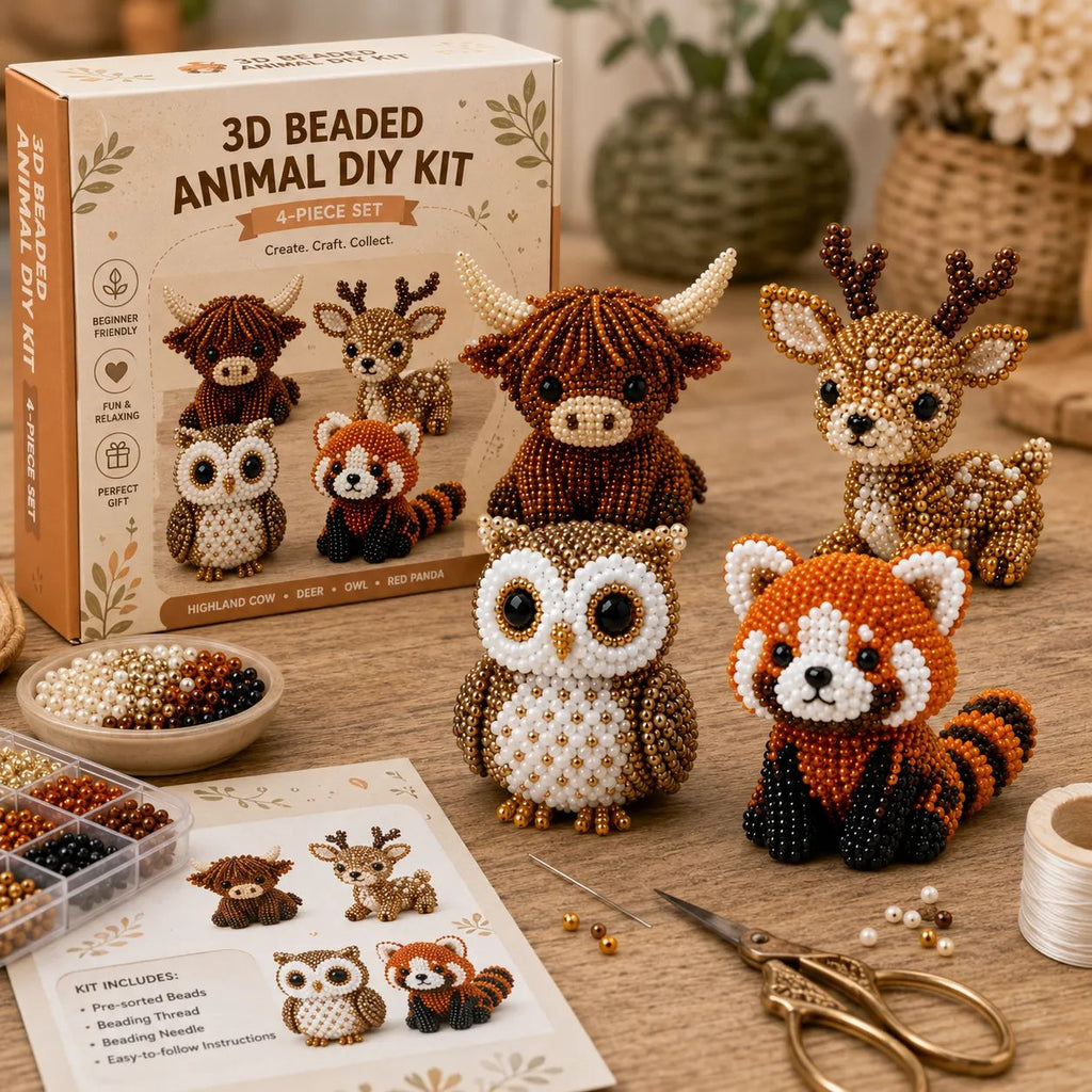 🧵✨ Kit de Bricolaje (DIY) de Animales de Cuentas en 3D Miniatura