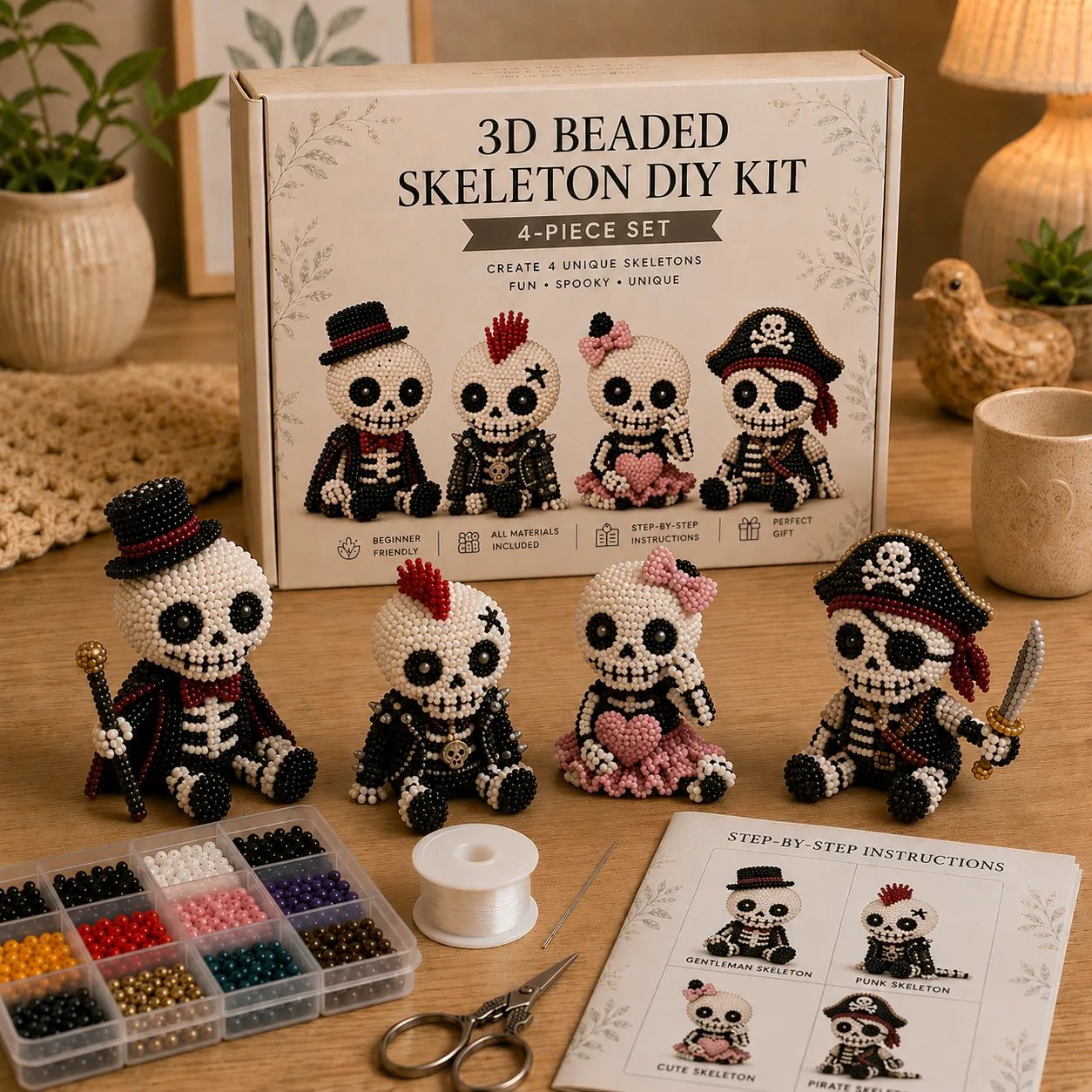 🔥 ¡Último día 50% DE DESCUENTO! 💀 Kit DIY de Esqueleto de Cuentas en 3D