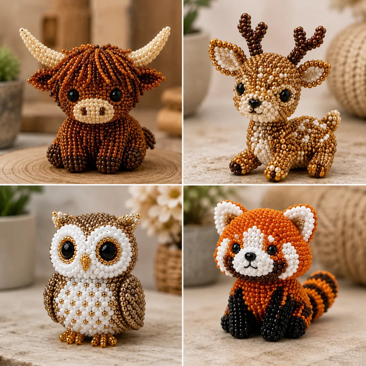 🧵✨ Kit de Bricolaje (DIY) de Animales de Cuentas en 3D Miniatura
