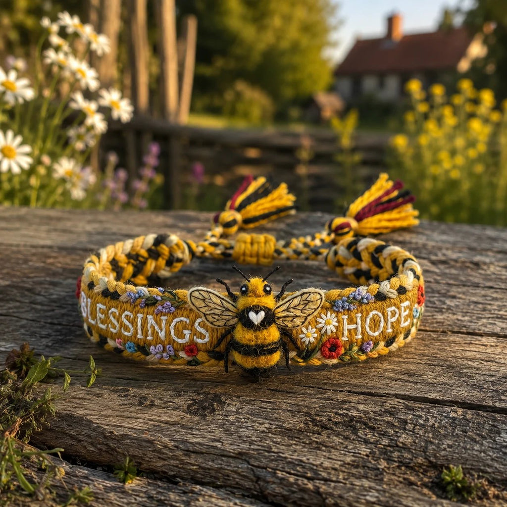 🌼Bendiciones y Esperanza 🐝Pulsera Tejida a Mano de Abeja de Miel - Edición Limitada 2026